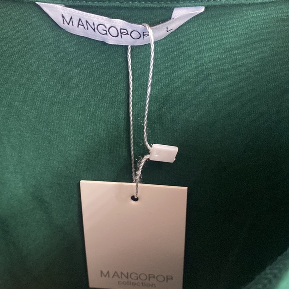 (B51) NEW MANGOPOP Longsleeve Round Neck T-Shirt Bodysuit Green Size Large, NWOT - Picture 7 of 11